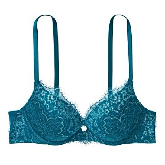 Victoria's Secret Other - Victoria’s Secret Dream Angel Unlined Demi Sheer Lace Teal Bra - Size 36C